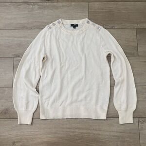 J. Crew Crewneck Sweater Womens S Jeweled Rhinestone Buttons Lambswool Knit